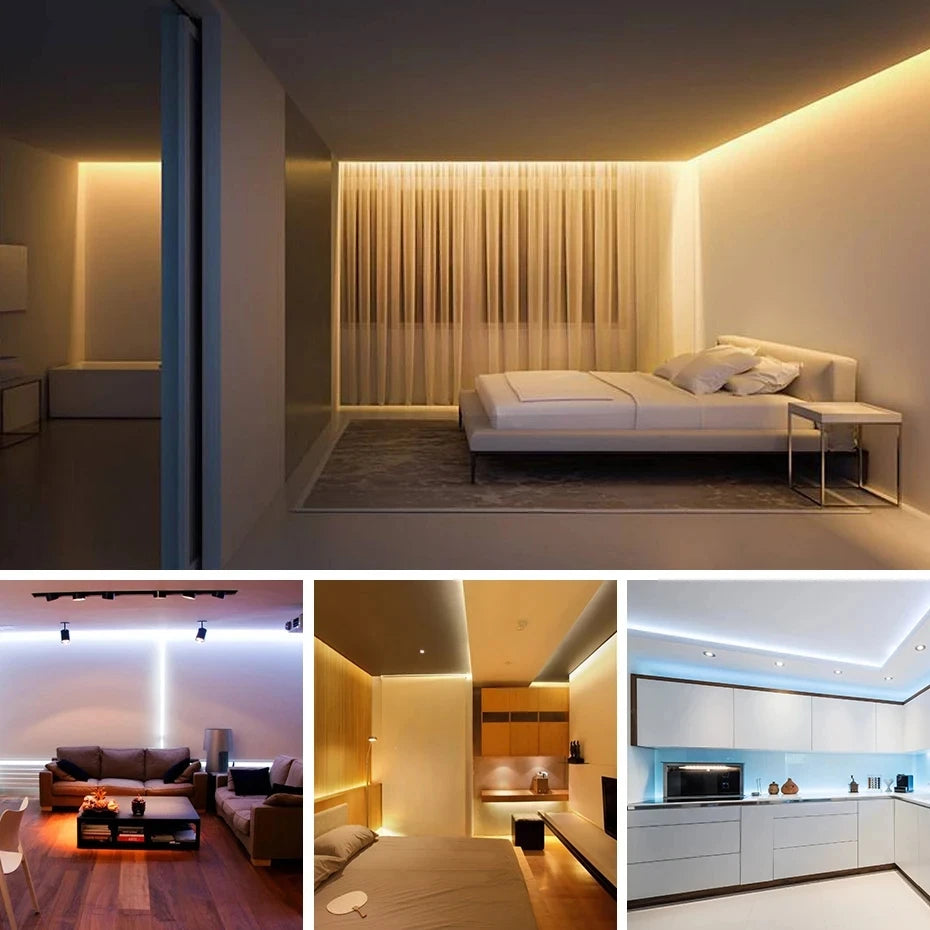 220V Waterproof COB LED Strip with ON/OFF Switch - Flexible Ribbon for Indoor and Outdoor Lighting in Rooms, Bedrooms, Kitchens, and Gardens