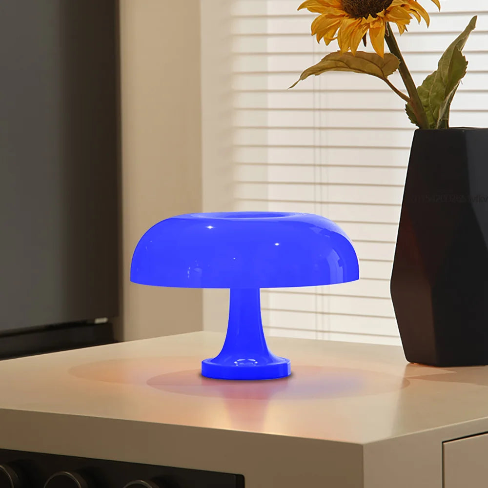 Classic Bauhaus-Inspired Mushroom Table Lamp - Modern Danish Design for Bedroom or Bedside, Orange Decorative Accent
