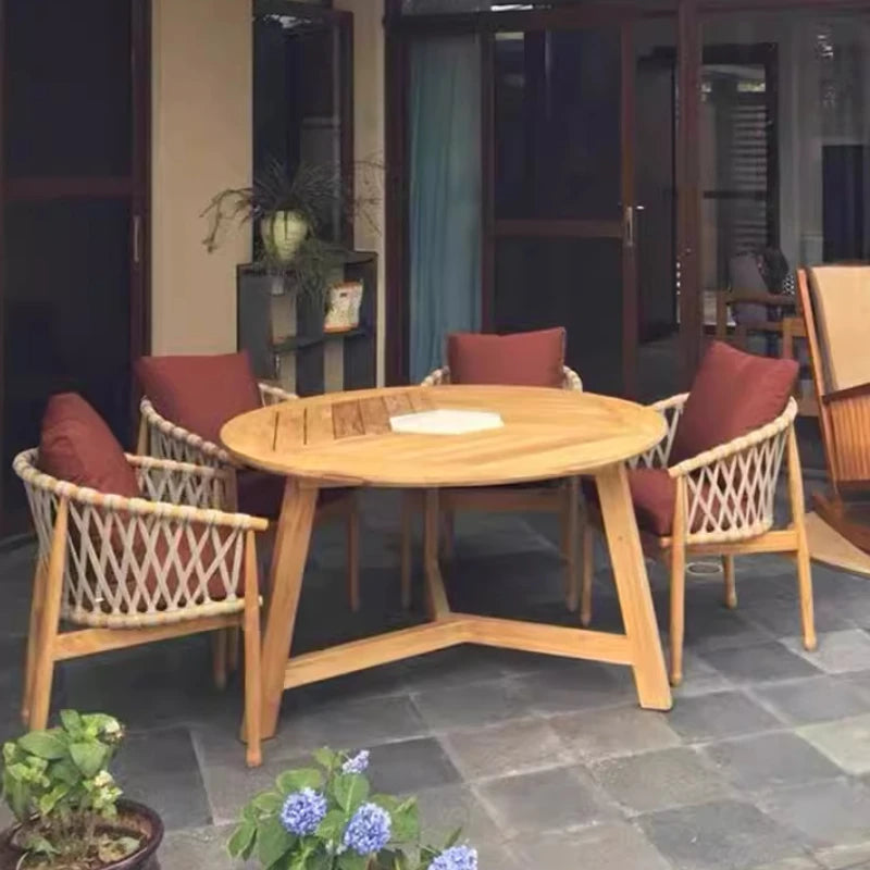 Solid Wood Garden Patio Set with Gazebo - Modern European Outdoor Lounge Furniture, Sun-Proof Sectional Salon De Jardin