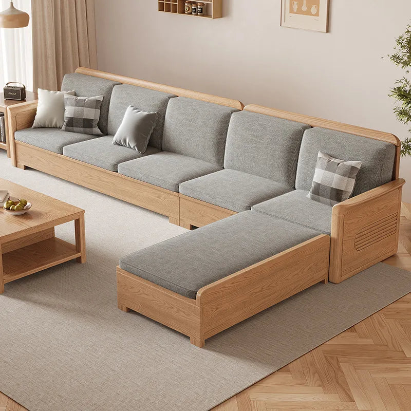 Nordic Ash Wood Solid Sofa Set for Modern Living Rooms in Small and Large Apartments