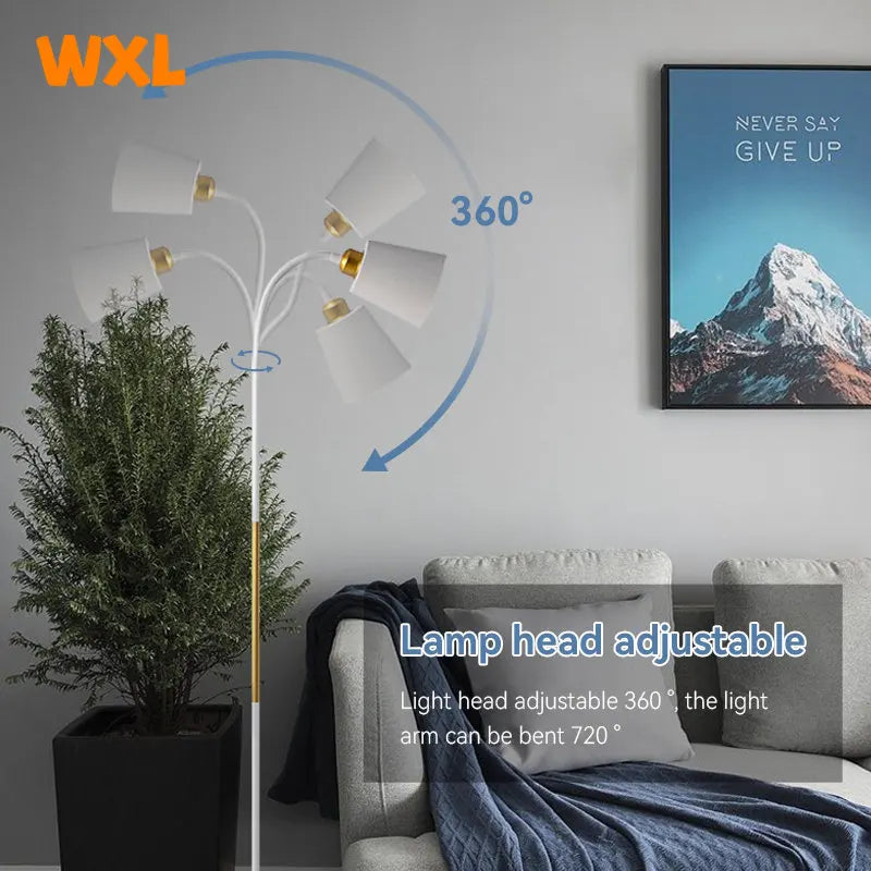 Elegant Adjustable Wrought Iron LED Floor Lamp for Living Room Reading