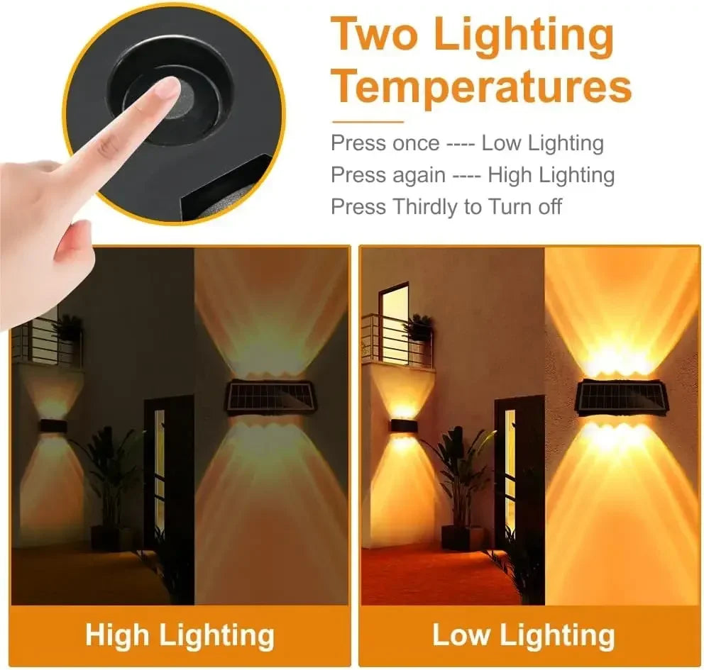 Outdoor Waterproof Solar LED Wall Lamp for Balcony, Yard, and Garden Decoration