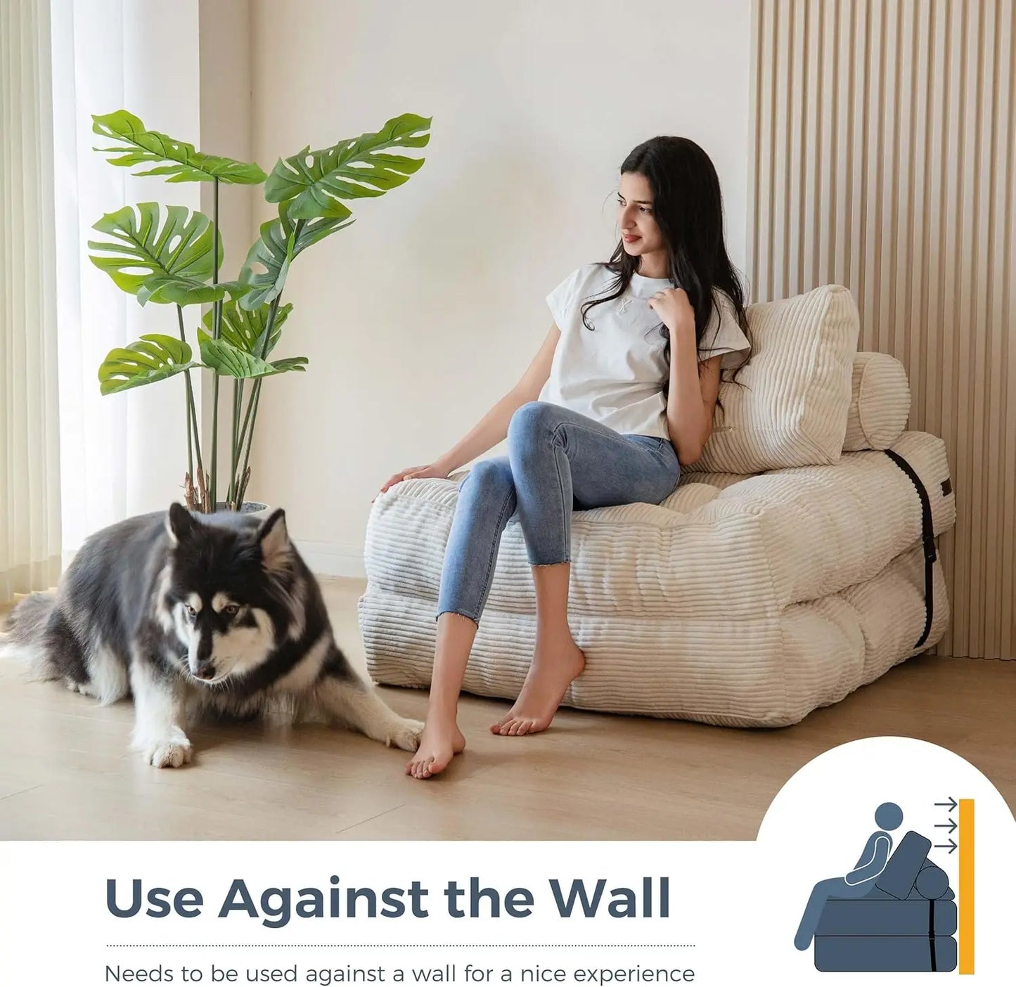 Convertible Folding Sofa Bed with Pillow and Portable Mattress - Versatile Floor Lounge Chair
