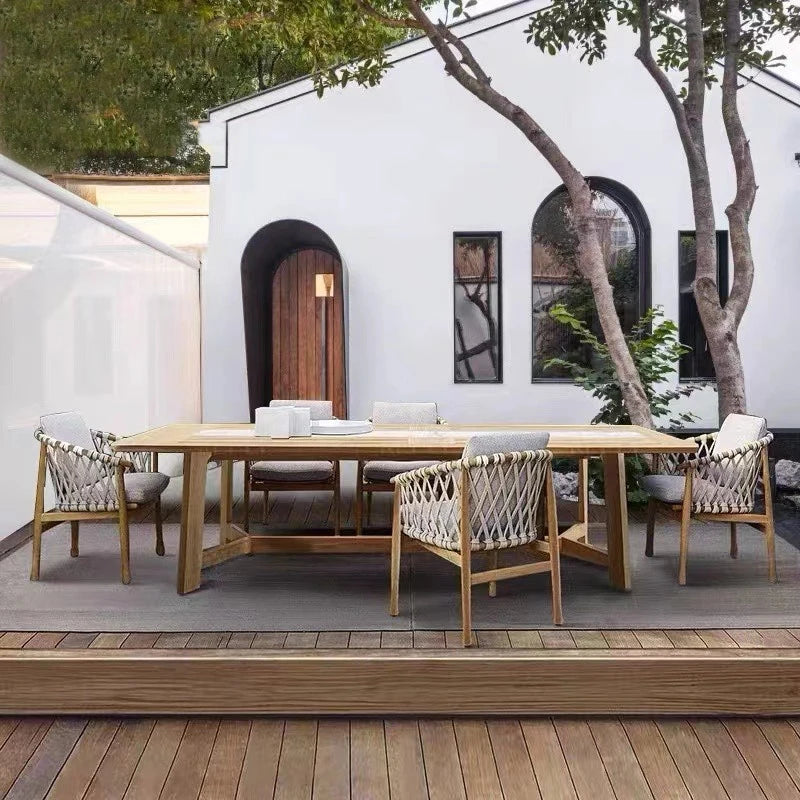 Solid Wood Garden Patio Set with Gazebo - Modern European Outdoor Lounge Furniture, Sun-Proof Sectional Salon De Jardin