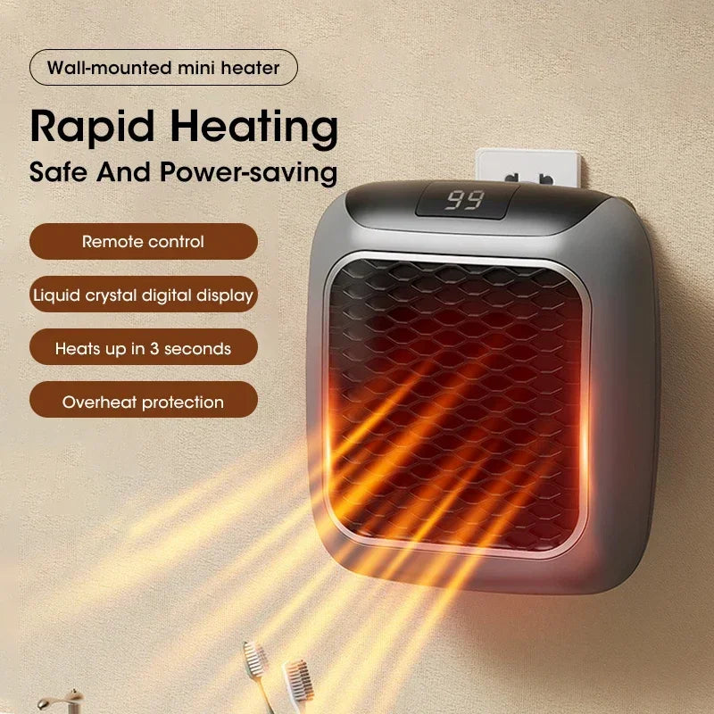 Portable Electric Heater with Remote Control - 500W Mini Radiator for Home Use