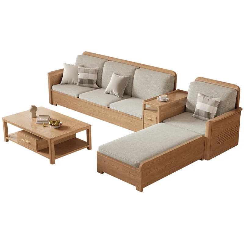 Nordic Ash Wood Solid Sofa Set for Modern Living Rooms in Small and Large Apartments