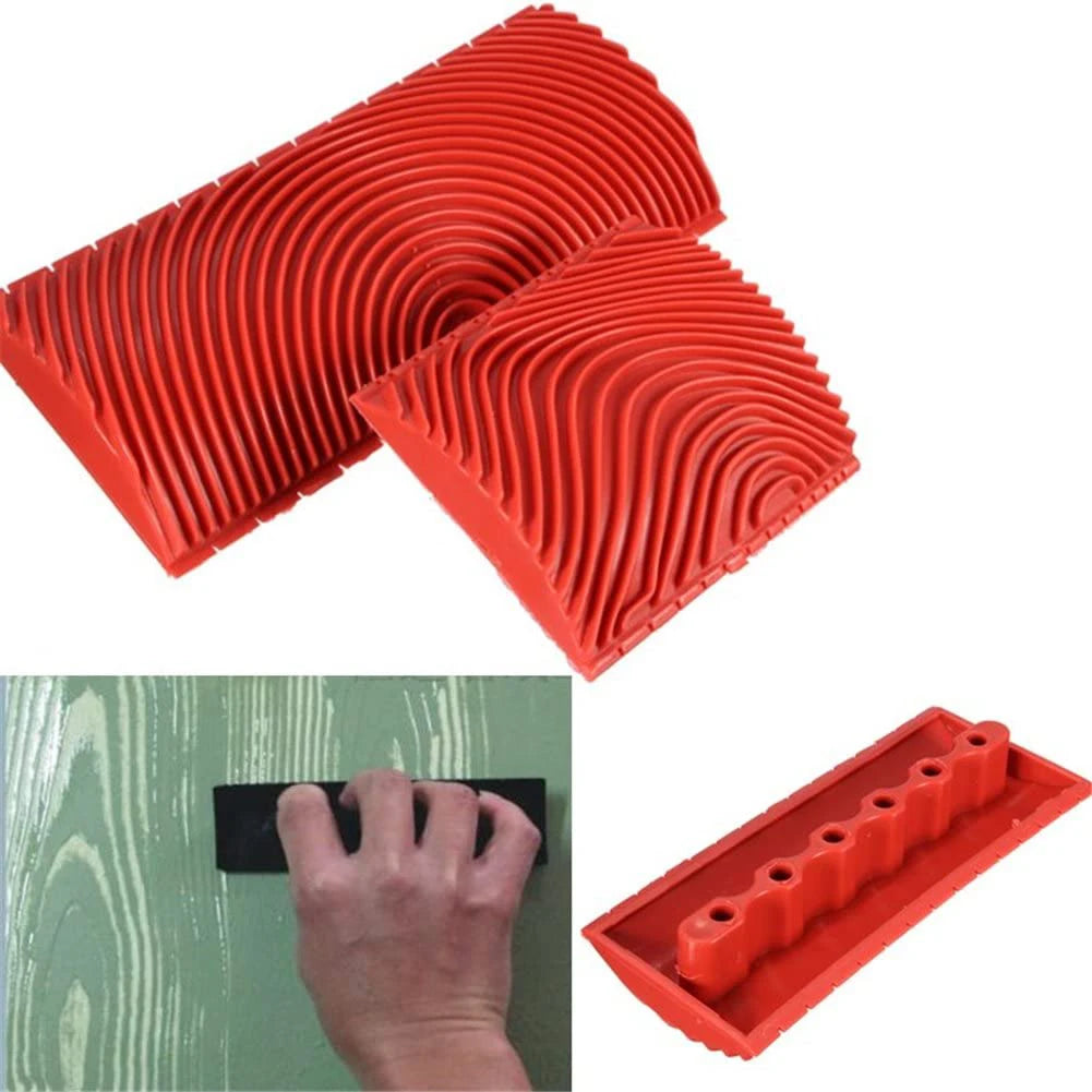 Set of 2 Rubber Roller Brushes for Imitation Wood Graining - Wall Painting and Home Decoration Art Tools for DIY Embossing