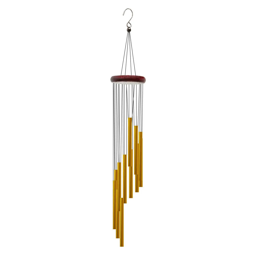 Aluminum Alloy Wind Chimes with 12 Tubes and Hooks - Gold/Silver Bells for Outdoor Home, Wedding, Party, and Memorial Decorations