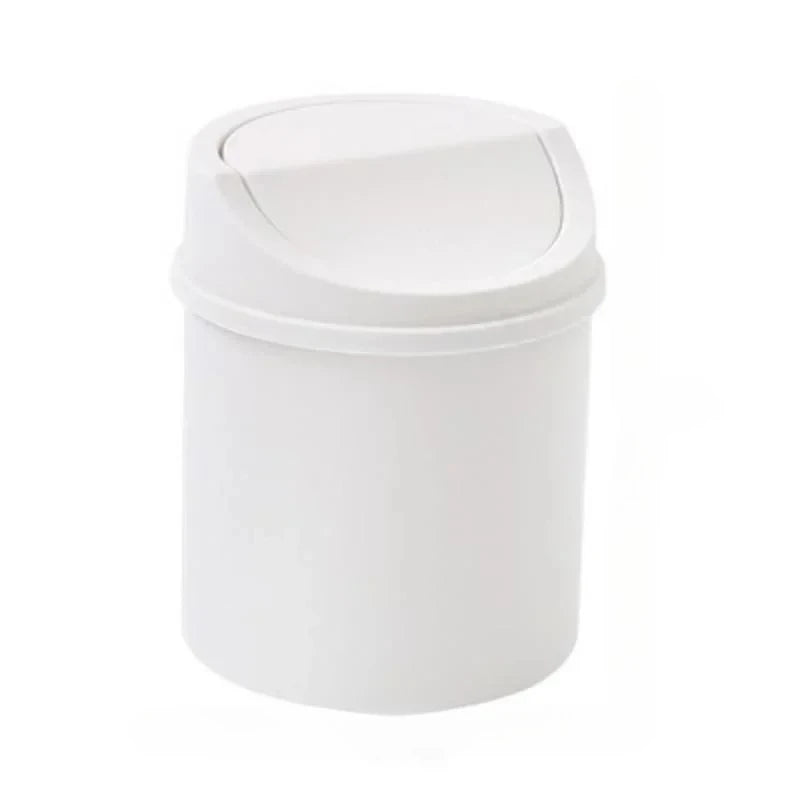 Compact Desktop Trash Can with Lid - Ideal for Bedroom and Workspace Organization