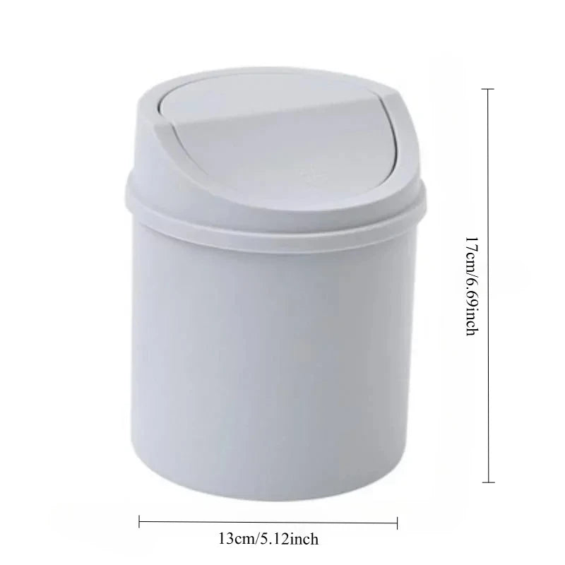 Compact Desktop Trash Can with Lid - Ideal for Bedroom and Workspace Organization