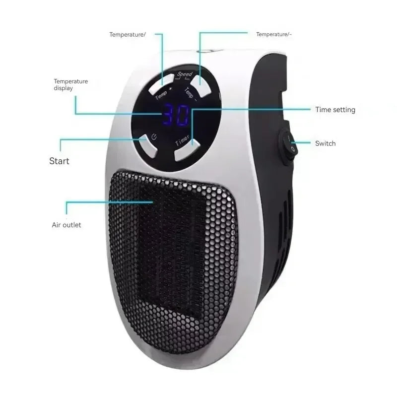 Portable Electric Heater with Remote Control - 500W Mini Radiator for Home Use