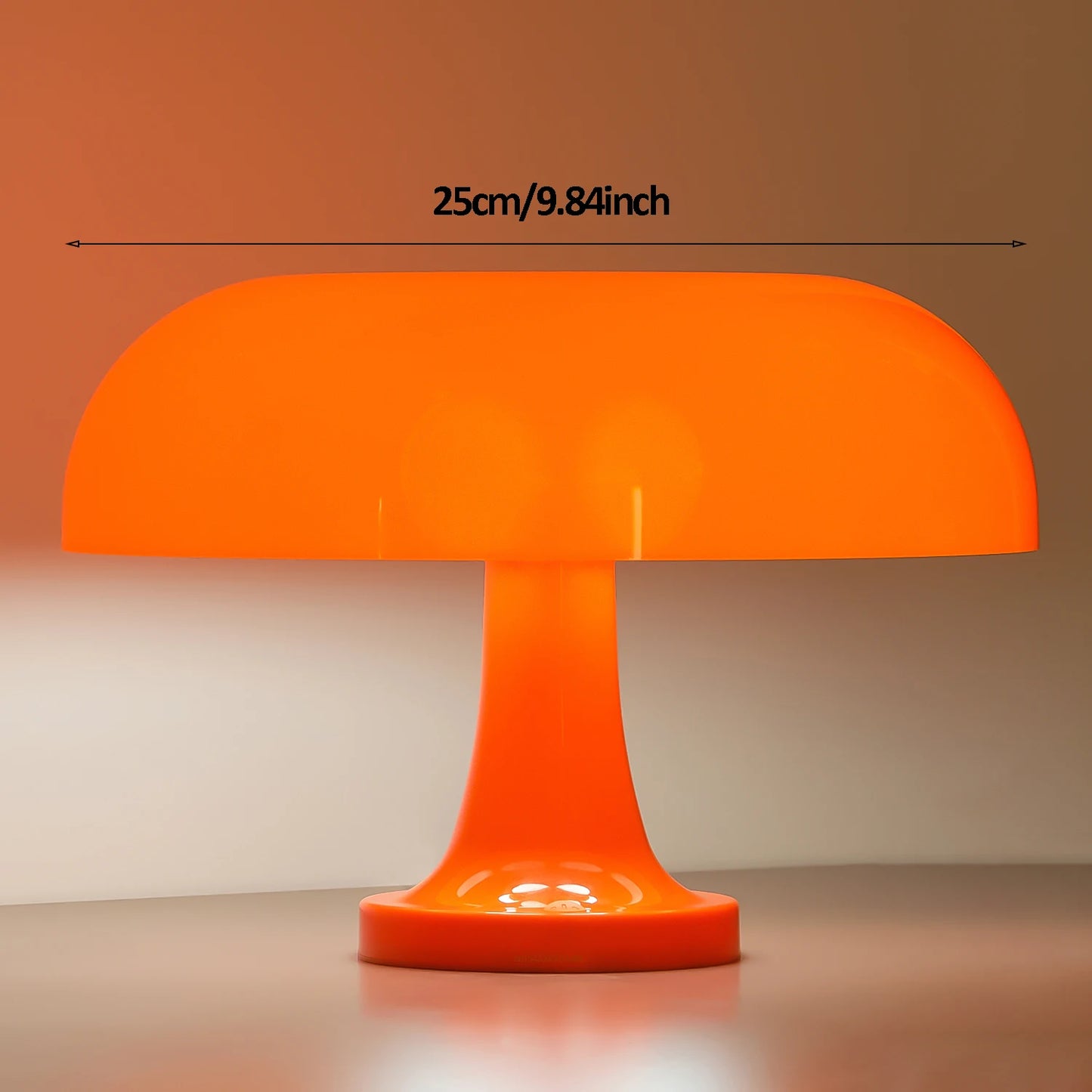 Classic Bauhaus-Inspired Mushroom Table Lamp - Modern Danish Design for Bedroom or Bedside, Orange Decorative Accent