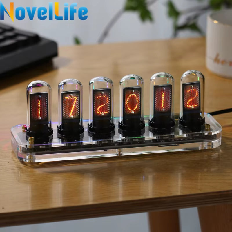 SE Nixie Tube Clock Kit with Digital Calendar, Stopwatch, Time Photo Display, and Gesture Control - Creative Desk Decoration and Gift Option