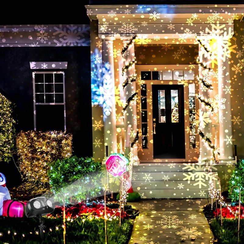 Vansmago 2024 Upgraded Dual-Head Outdoor Snowflake Projector Light, IP65 Waterproof, 180 Rotation, Large Scale Projection, Best Christmas Light Porjector for outside Yard and House