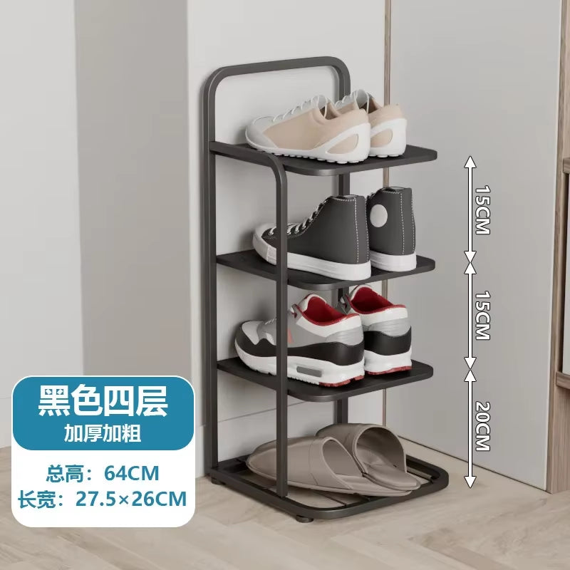 Contemporary Metal Shoe Rack with Vertical Storage and Multi-Functional Shelves for Home Entrance and Plant Display