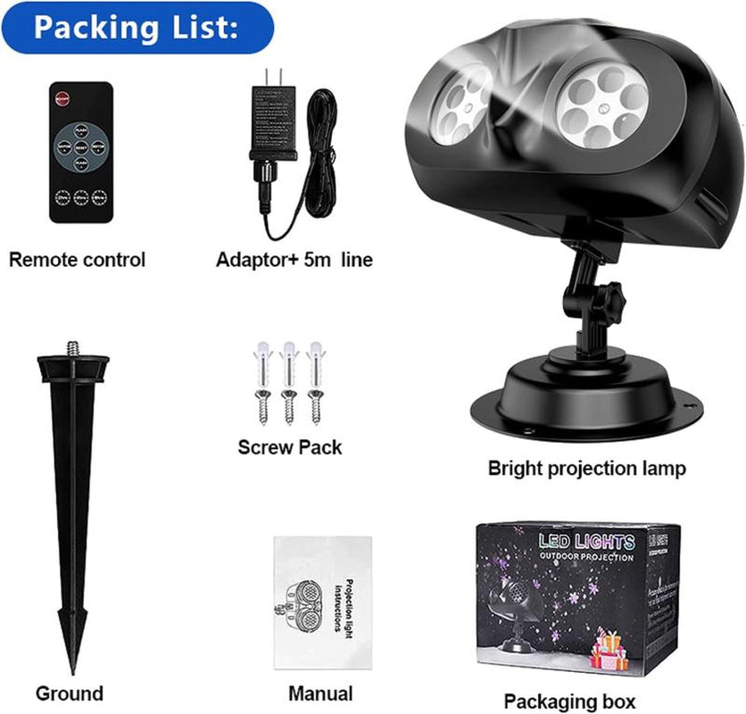 Vansmago 2024 Upgraded Dual-Head Outdoor Snowflake Projector Light, IP65 Waterproof, 180 Rotation, Large Scale Projection, Best Christmas Light Porjector for outside Yard and House