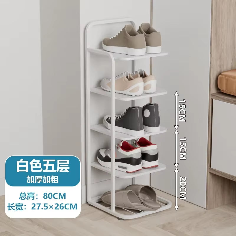Contemporary Metal Shoe Rack with Vertical Storage and Multi-Functional Shelves for Home Entrance and Plant Display