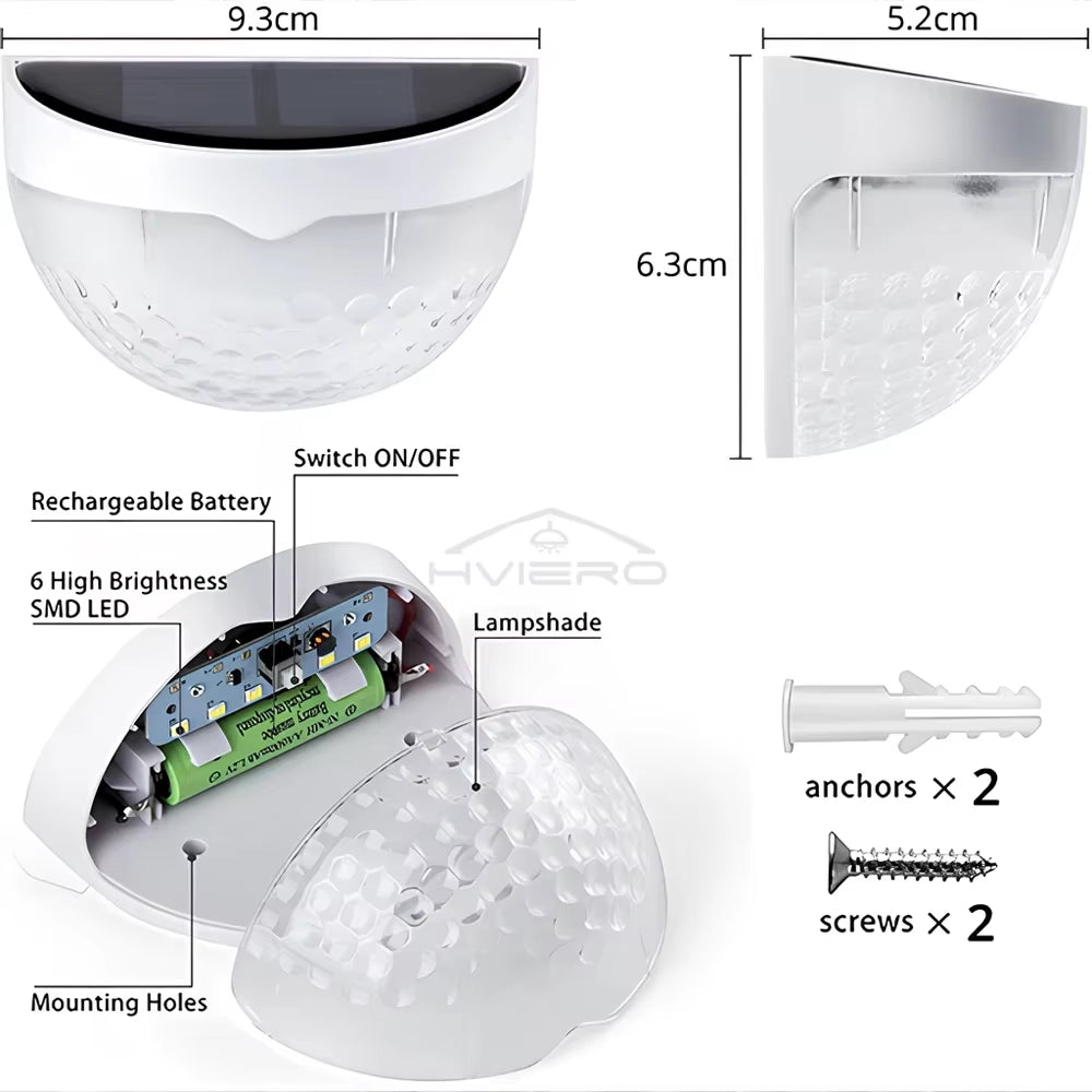 Professional LED Solar Waterproof Wall Lights for Outdoor Fencing, Terraces, and Gardens - Warm White Decorative Lighting