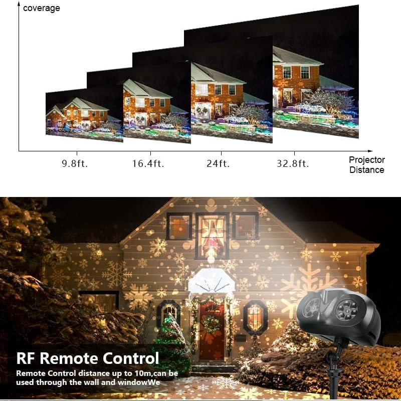 Vansmago 2024 Upgraded Dual-Head Outdoor Snowflake Projector Light, IP65 Waterproof, 180 Rotation, Large Scale Projection, Best Christmas Light Porjector for outside Yard and House