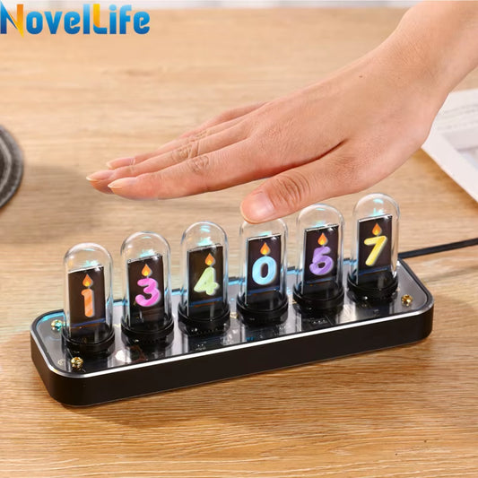 SE Nixie Tube Clock Kit with Digital Calendar, Stopwatch, Time Photo Display, and Gesture Control - Creative Desk Decoration and Gift Option