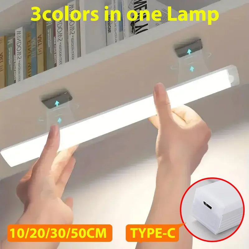 Wireless LED Motion Sensor Night Light - Rechargeable Type C Cabinet and Wardrobe Lamp for Staircase and Kitchen Backlighting