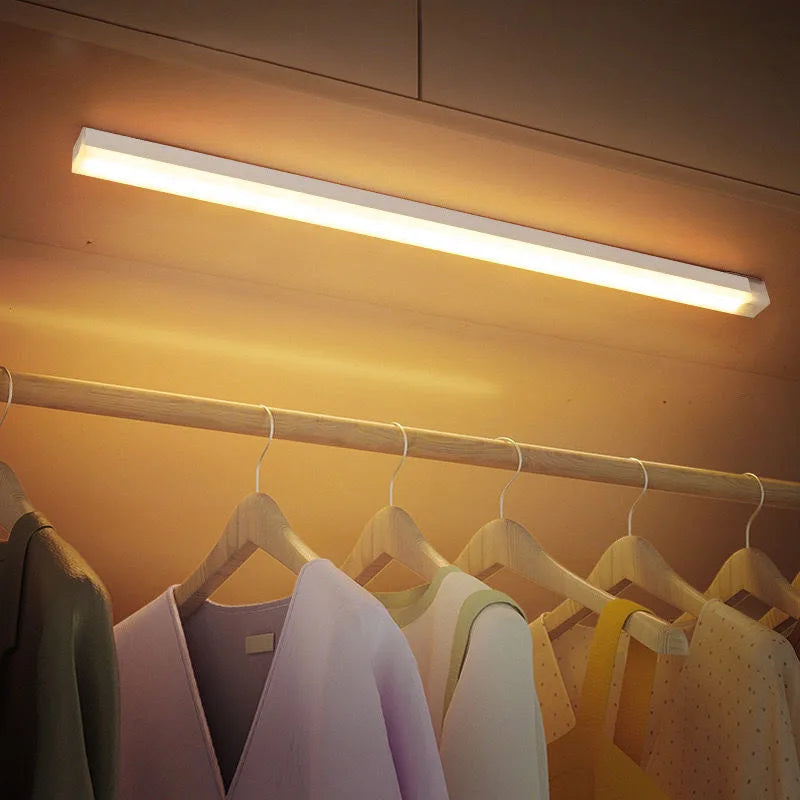 Wireless LED Motion Sensor Night Light - Rechargeable Type C Cabinet and Wardrobe Lamp for Staircase and Kitchen Backlighting