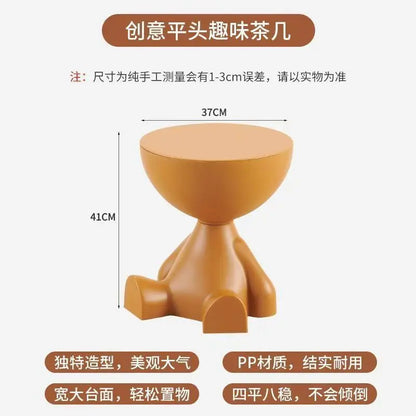 Light Luxury Cartoon-Inspired Sofa Edge Table - Creative Flat-Top Coffee Table for Small Spaces - Plastic Side Table Furniture