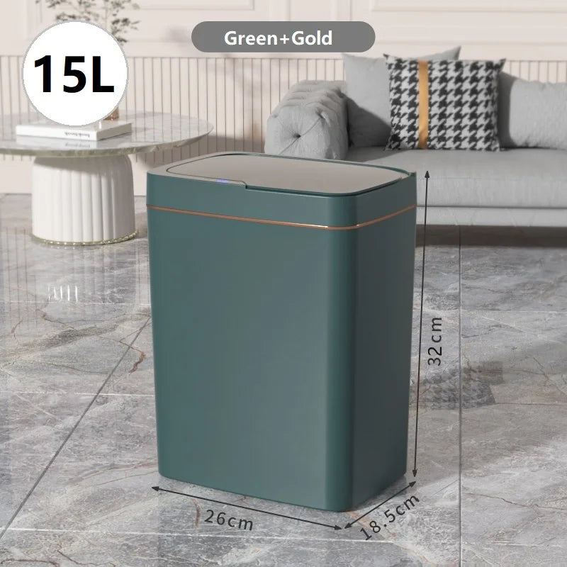 15L Touchless Smart Bathroom Trash Can with Automatic Bagging and Sensor Technology - White Narrow Design for Smart Homes