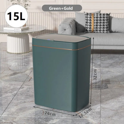 15L Touchless Smart Bathroom Trash Can with Automatic Bagging and Sensor Technology - White Narrow Design for Smart Homes