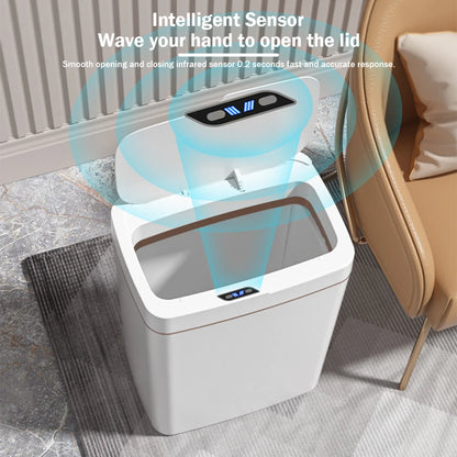 15L Touchless Smart Bathroom Trash Can with Automatic Bagging and Sensor Technology - White Narrow Design for Smart Homes