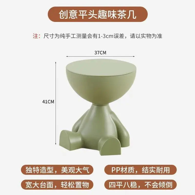 Light Luxury Cartoon-Inspired Sofa Edge Table - Creative Flat-Top Coffee Table for Small Spaces - Plastic Side Table Furniture