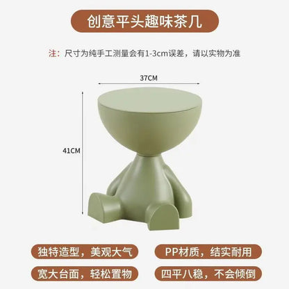 Light Luxury Cartoon-Inspired Sofa Edge Table - Creative Flat-Top Coffee Table for Small Spaces - Plastic Side Table Furniture