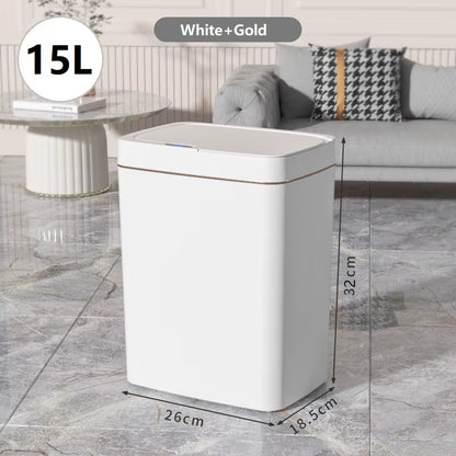 15L Touchless Smart Bathroom Trash Can with Automatic Bagging and Sensor Technology - White Narrow Design for Smart Homes
