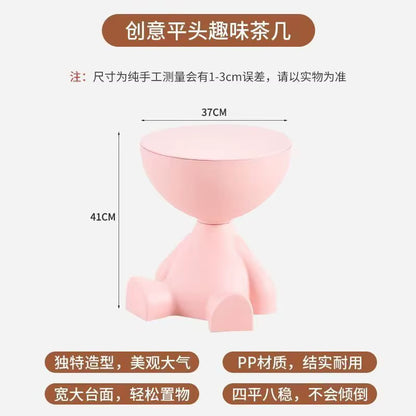 Light Luxury Cartoon-Inspired Sofa Edge Table - Creative Flat-Top Coffee Table for Small Spaces - Plastic Side Table Furniture