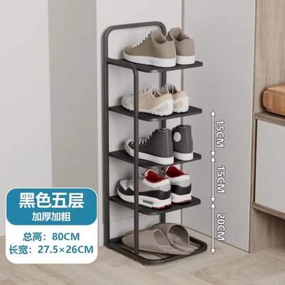 Contemporary Metal Shoe Rack with Vertical Storage and Multi-Functional Shelves for Home Entrance and Plant Display