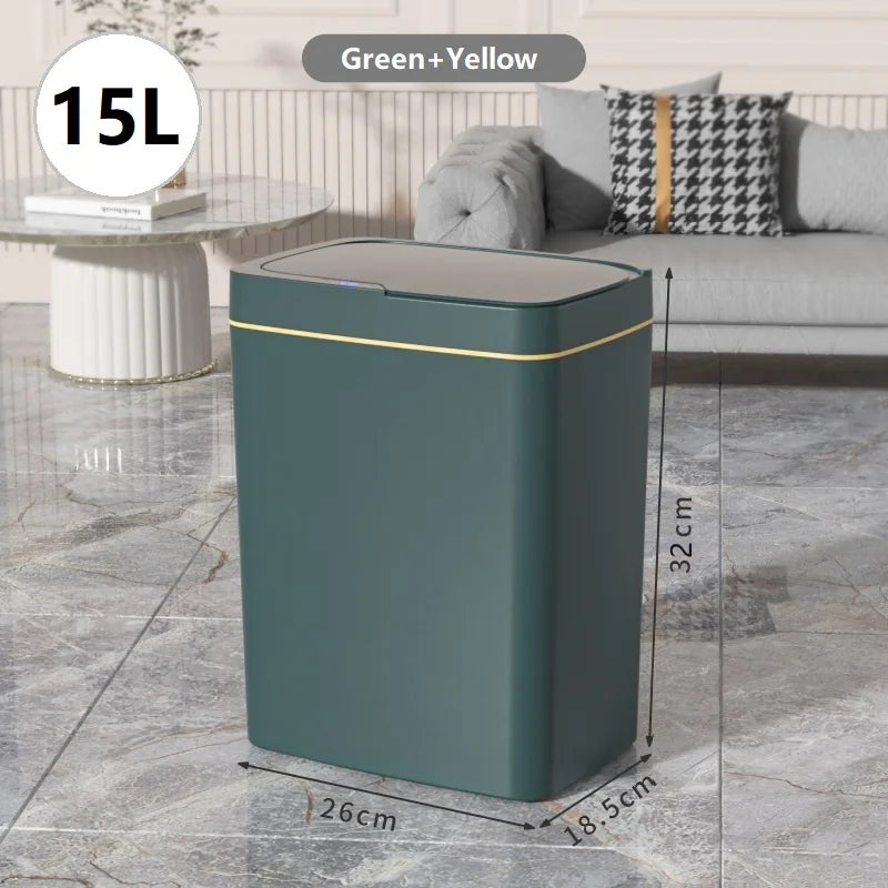 15L Touchless Smart Bathroom Trash Can with Automatic Bagging and Sensor Technology - White Narrow Design for Smart Homes