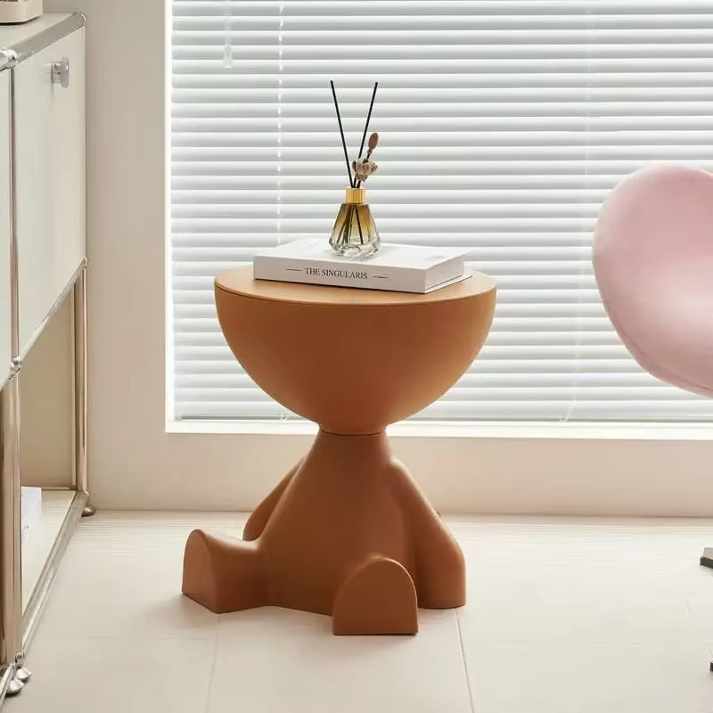 Light Luxury Cartoon-Inspired Sofa Edge Table - Creative Flat-Top Coffee Table for Small Spaces - Plastic Side Table Furniture