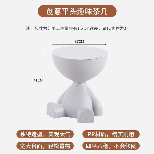 Light Luxury Cartoon-Inspired Sofa Edge Table - Creative Flat-Top Coffee Table for Small Spaces - Plastic Side Table Furniture