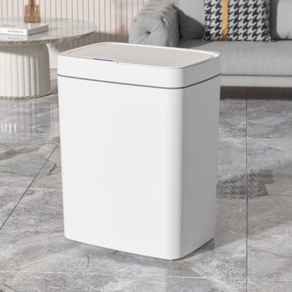 15L Touchless Smart Bathroom Trash Can with Automatic Bagging and Sensor Technology - White Narrow Design for Smart Homes