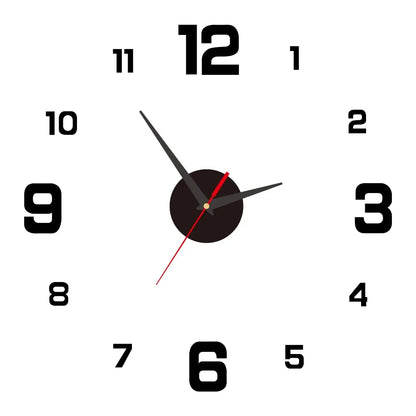 Frameless DIY Wall Clock with Night Light and Arrow Decal - Silent Mechanism for Home and Office Décor