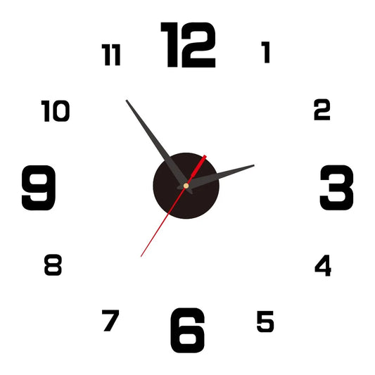 Frameless DIY Wall Clock with Night Light and Arrow Decal - Silent Mechanism for Home and Office Décor