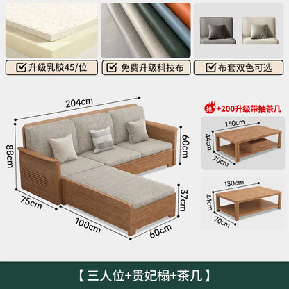 Nordic Ash Wood Solid Sofa Set for Modern Living Rooms in Small and Large Apartments