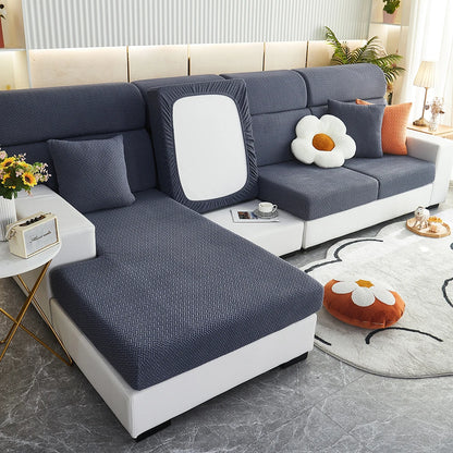 Jacquard Twill Pattern Elastic Sofa Slipcover - Single Piece Furniture Protector for Living Room, Bedroom, and Office Decor
