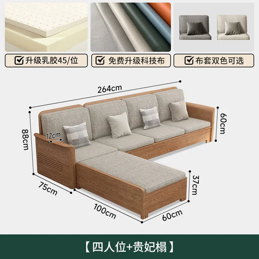 Nordic Ash Wood Solid Sofa Set for Modern Living Rooms in Small and Large Apartments