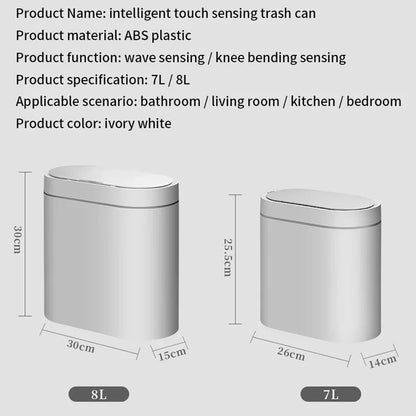 7L Touchless Automatic Bathroom Trash Can with Lid, Motion Sensor Waterproof Design for Kitchen and Bedroom
