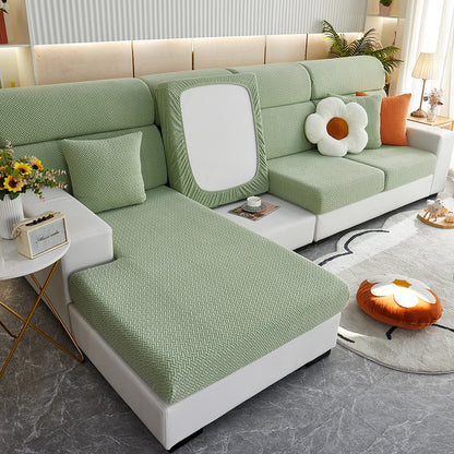 Jacquard Twill Pattern Elastic Sofa Slipcover - Single Piece Furniture Protector for Living Room, Bedroom, and Office Decor