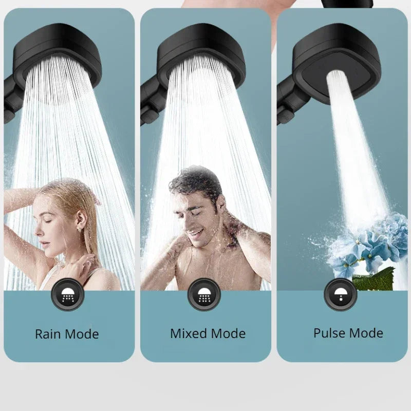 High-Pressure Water-Saving Shower Head with 3 Adjustable Modes and One-Key Stop Feature - Bathroom Accessory