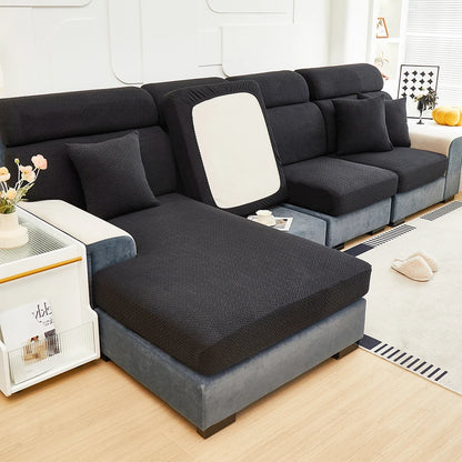 Jacquard Twill Pattern Elastic Sofa Slipcover - Single Piece Furniture Protector for Living Room, Bedroom, and Office Decor