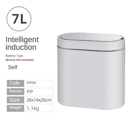 7L Touchless Automatic Bathroom Trash Can with Lid, Motion Sensor Waterproof Design for Kitchen and Bedroom