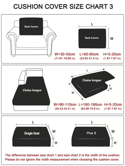 Jacquard Twill Pattern Elastic Sofa Slipcover - Single Piece Furniture Protector for Living Room, Bedroom, and Office Decor